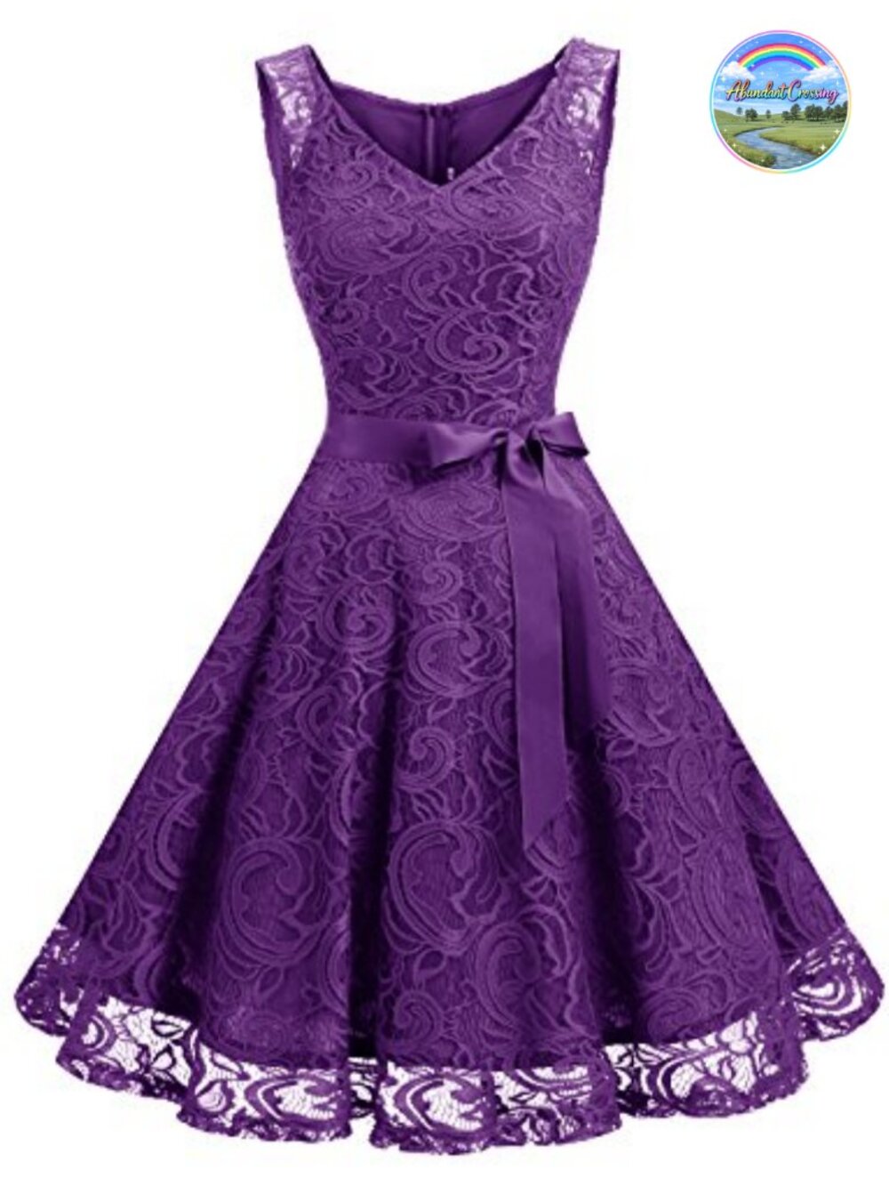 Floral Lace V Neck Short Cocktail Party Dress Knee Length Sleeveless